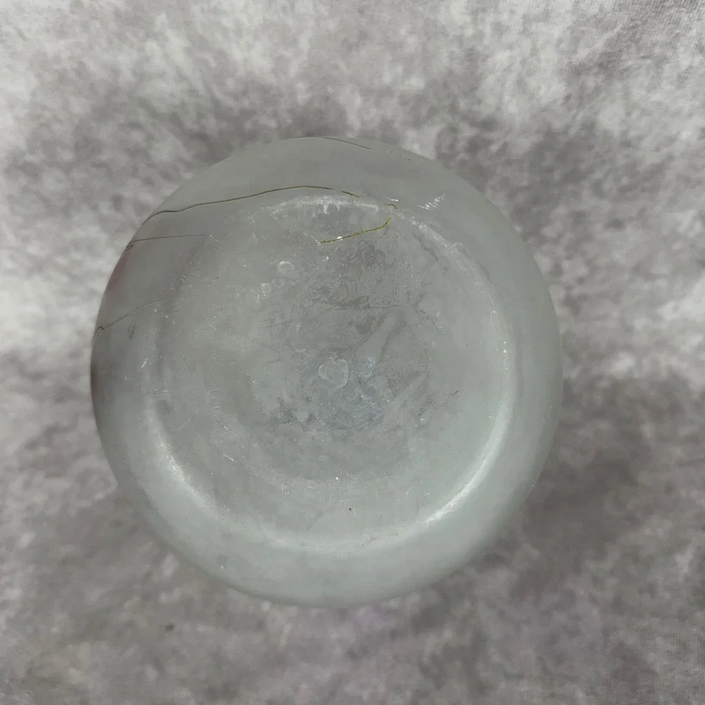 Vtg Frosted Art Glass Jar Candle‎ Holder Abstract Watercolor Floral Gold Accents